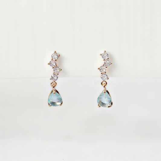 Clip On Diamond Earrings Teal Crystal