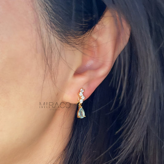 Clip On Diamond Earrings Teal Crystal