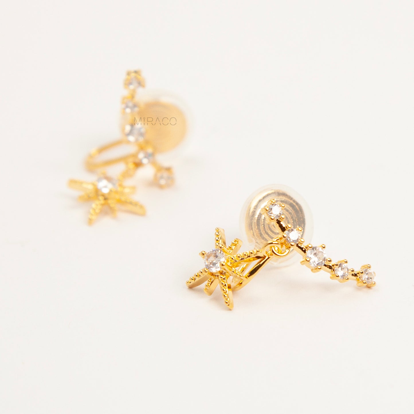 Clip On Crystal Star Climber Stud Earrings