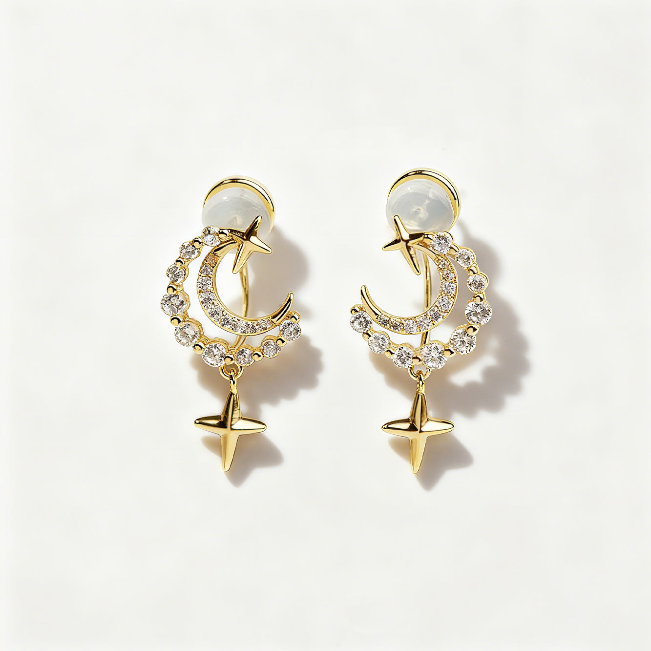 Crystal Moon Star Clip On Earrings