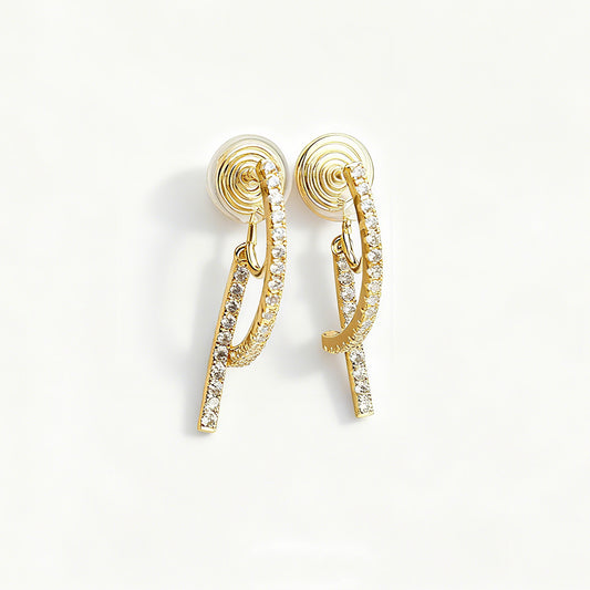 clip-on hoop earrings, double hoop earrings, gold clip-on earrings, silver clip-on earrings, cubic zirconia clip earrings, non-pierced earrings, statement clip-on hoops, bridal clip-on earrings