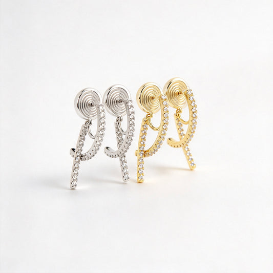 Clip On Sparkling Dangle Drop Earrings Gold or Silver