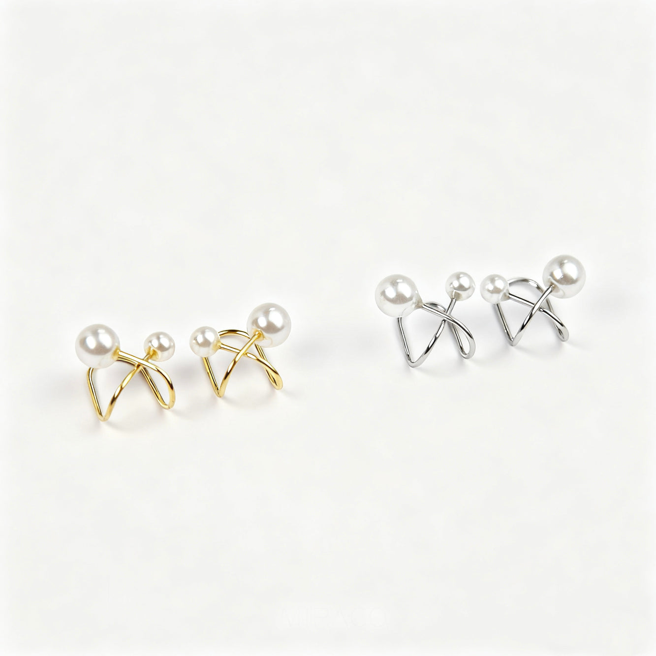 Sterling Silver Wire Pearl Ear Cuffs – Non-Pierced Earrings