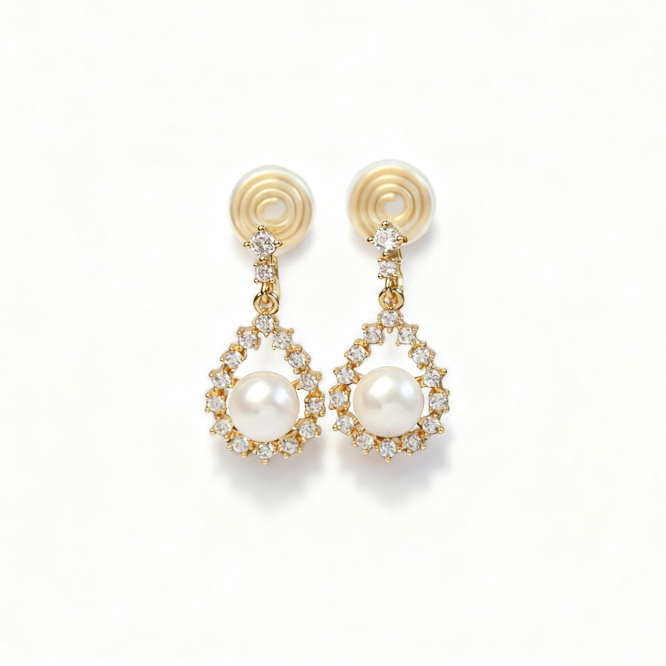 Clip On Pearl Earrings Dangle Drop Crystal Freshwater Pearls Earrings