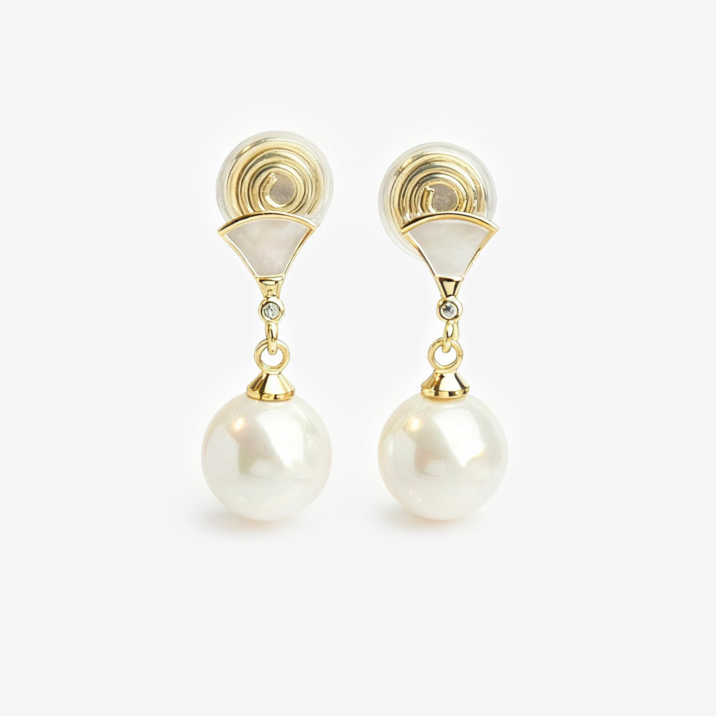 Pearls Dangle Clip On Earrings With Fan Shaped Clips
