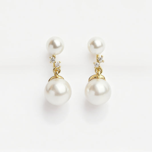 Clip On Pearl Earrings Dangle Clip On Earrings With Gold Pave Diamond