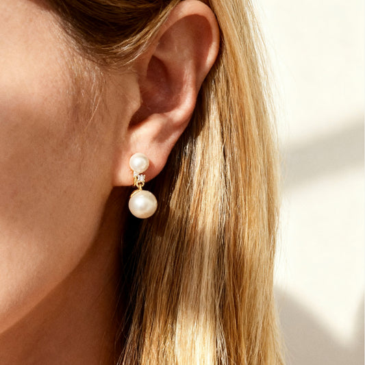 Clip On Pearl Earrings Dangle Clip On Earrings With Gold Pave Diamond