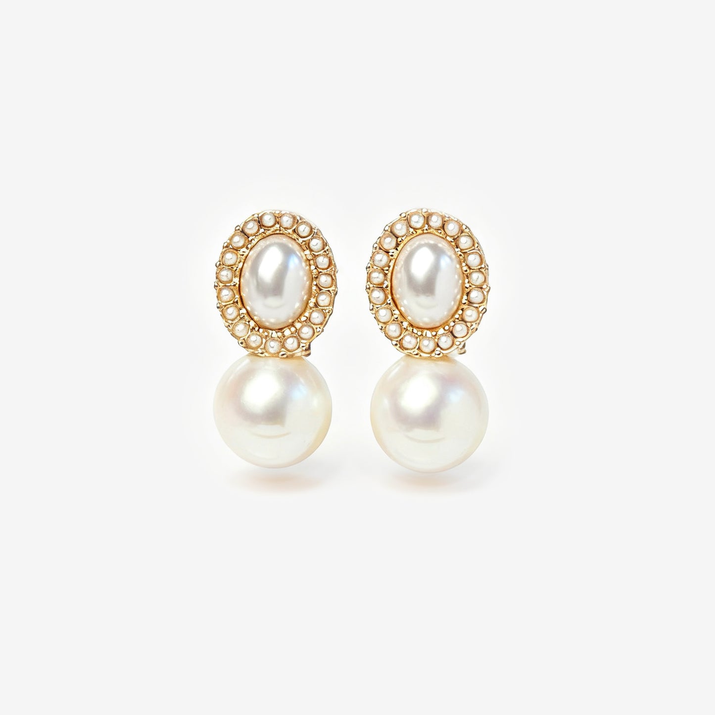 Non Pierced Earrings, Double Pearls Studs, Pearl Jewellery