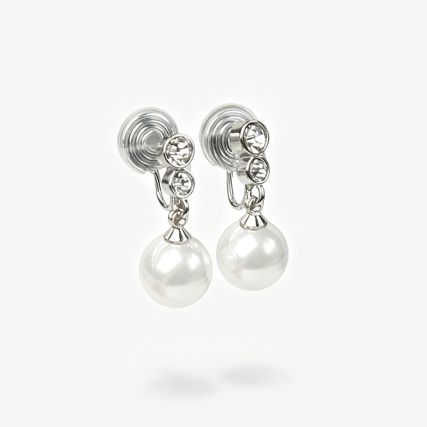 Pearl earrings with silver clasps, clip on earrings, dangle drio pearl  clip on earrings