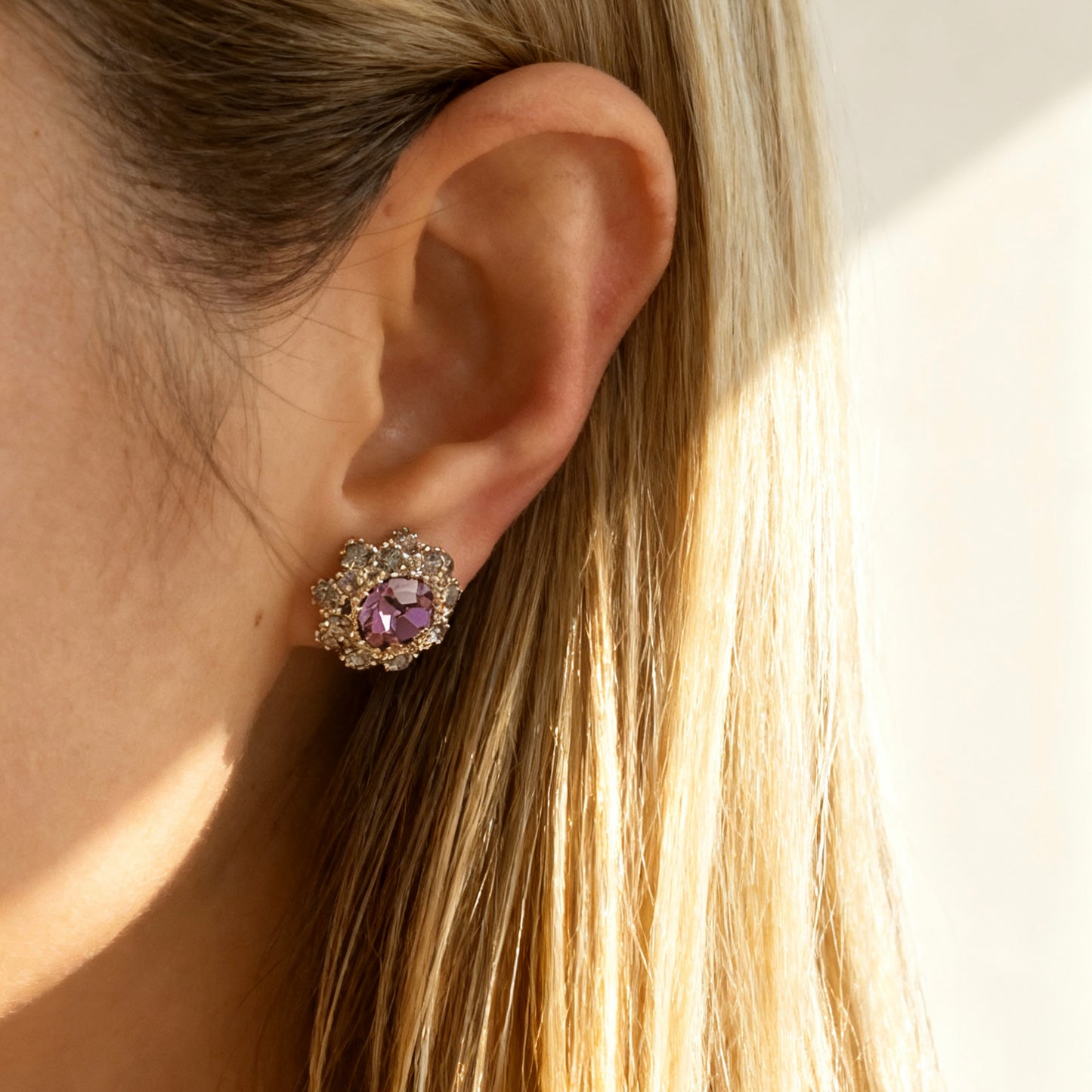 Navy Gemstone Clip On Earrings for Women