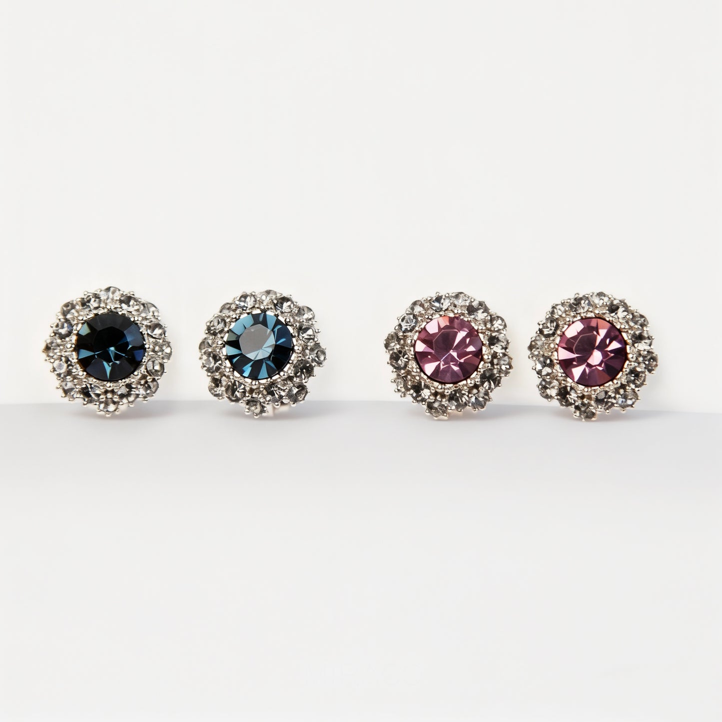 earrings with colored gemstones, clip on blue stud, clip on studs, clip on purple stud, clip on earrings