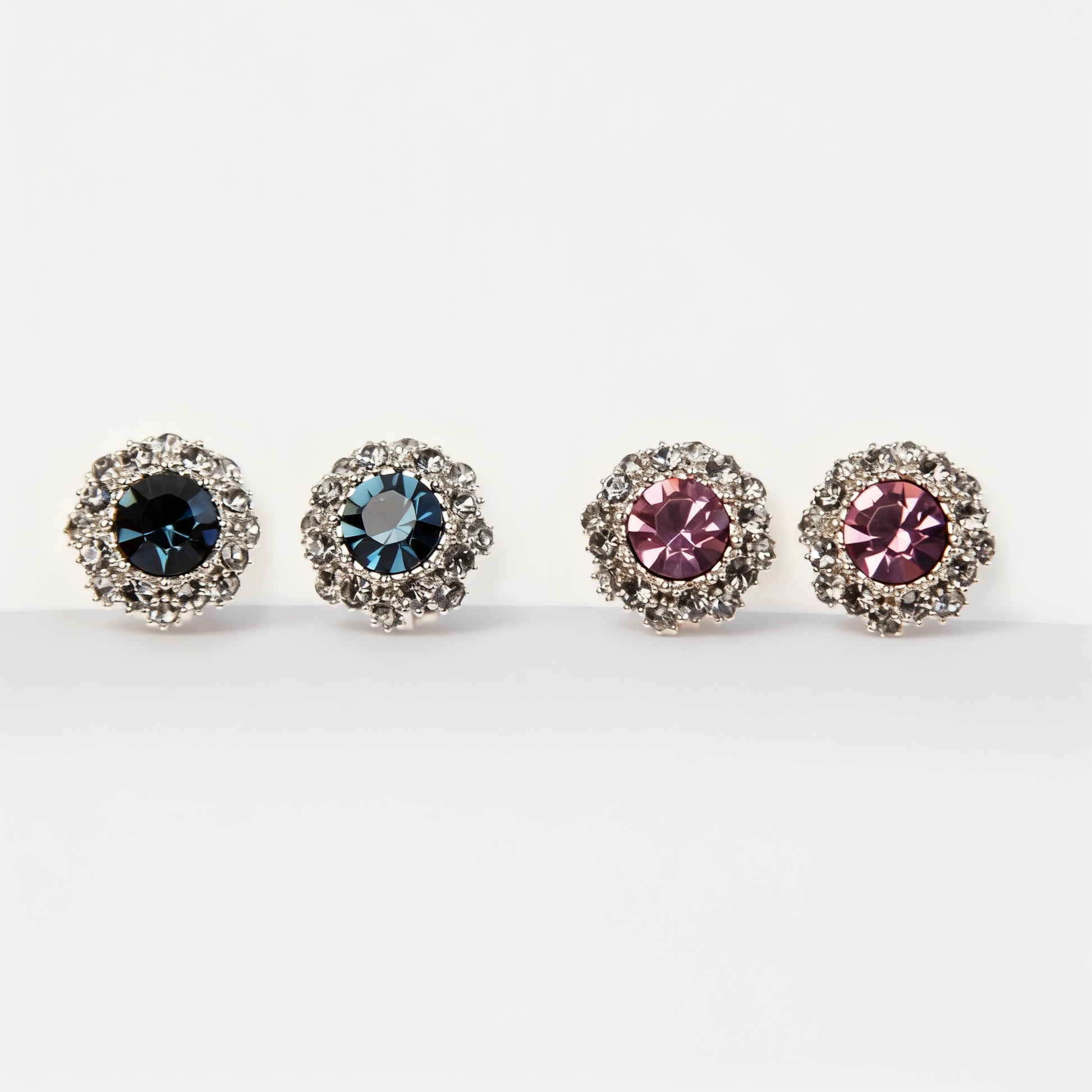 earrings with colored gemstones, clip on blue stud, clip on studs, clip on purple stud, clip on earrings