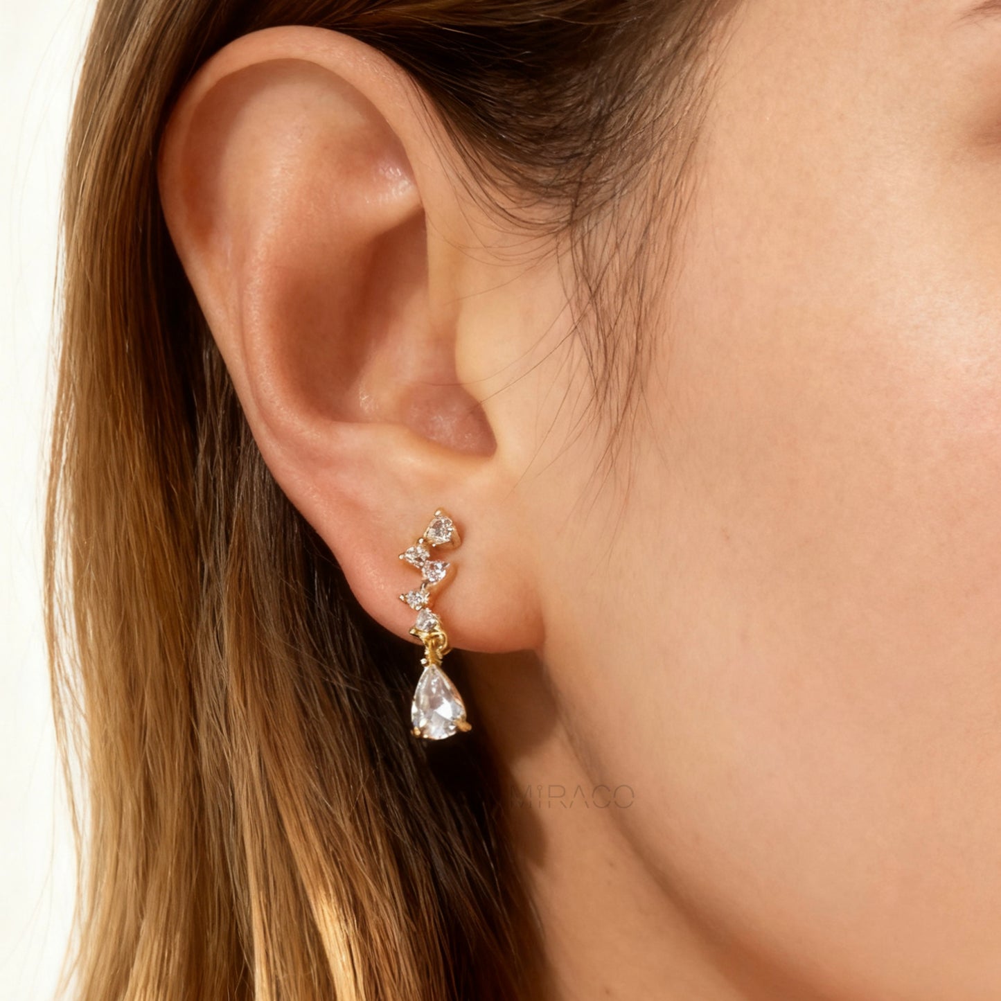 Clip On Diamond Earrings, Clip On Dangle Earrings, Clear Crystal Dangle and Drop Earrings, Coil Back Clip On Earrings, Non Pierced Earrings