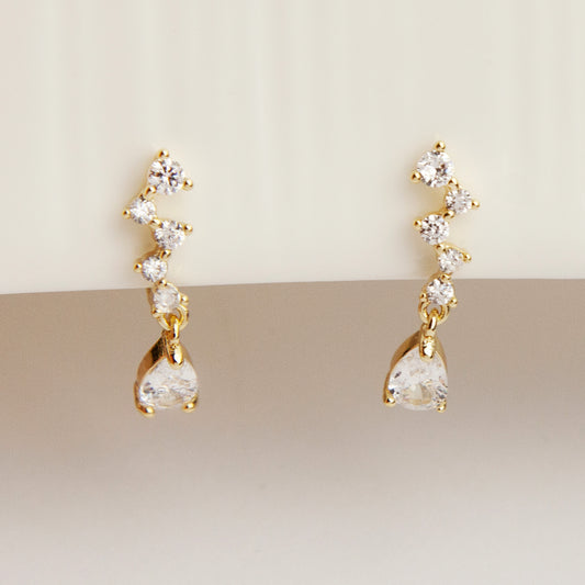 Clip On Diamond Earrings, Clip On Dangle Earrings, Clear Crystal Dangle and Drop Earrings, Coil Back Clip On Earrings, Non Pierced Earrings