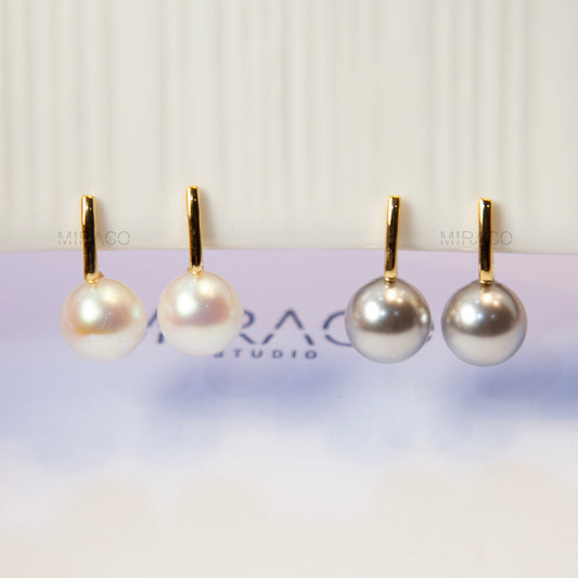 Dangle Clip On Pearl Earrings with Gold Clips