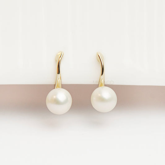 Genuine Pearls Dangle Clip On Earrings with Gold Clips, Dangle Freshwater Pearls Studs, Non Pierced Earring