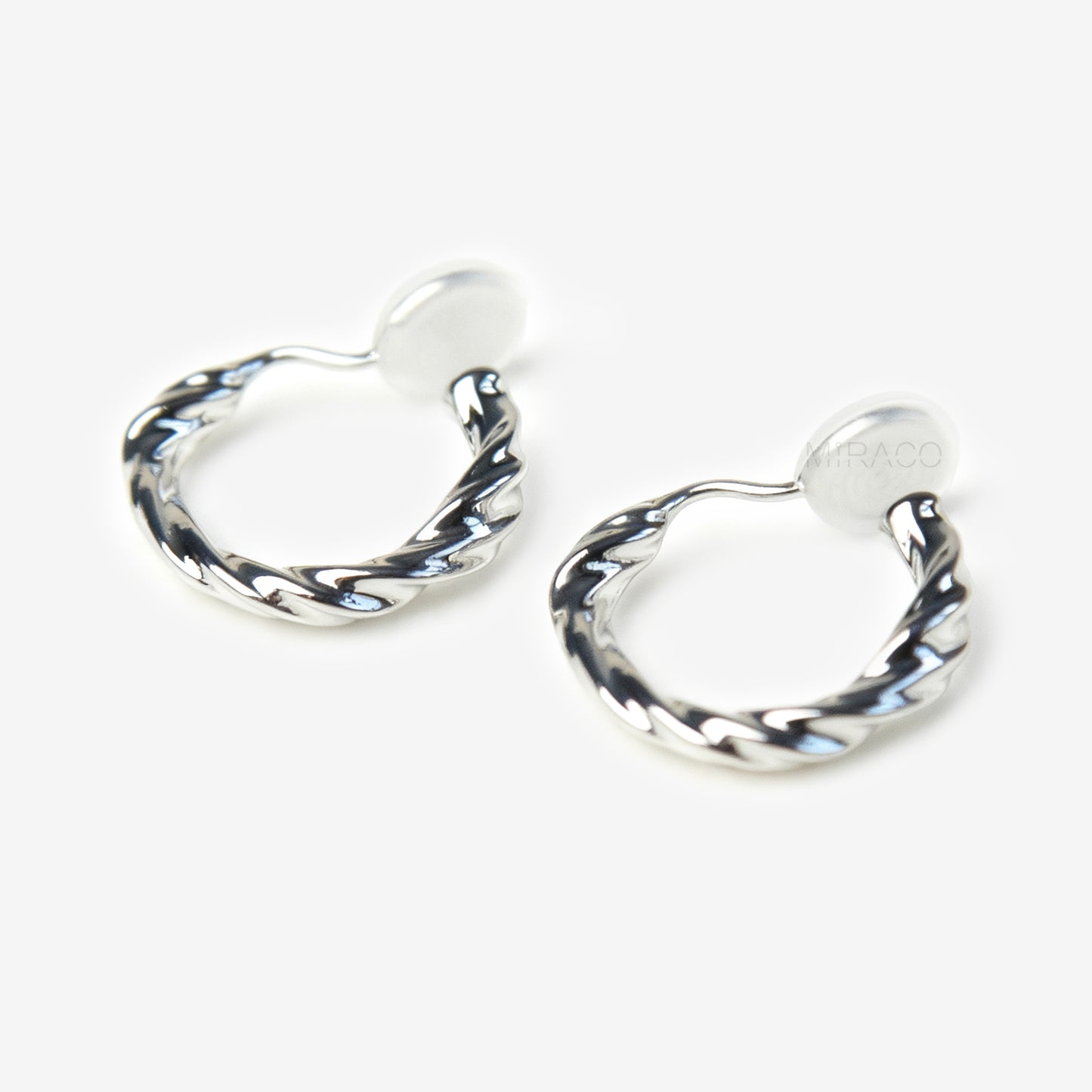 Silver Twisted Hoop Clip On Earrings