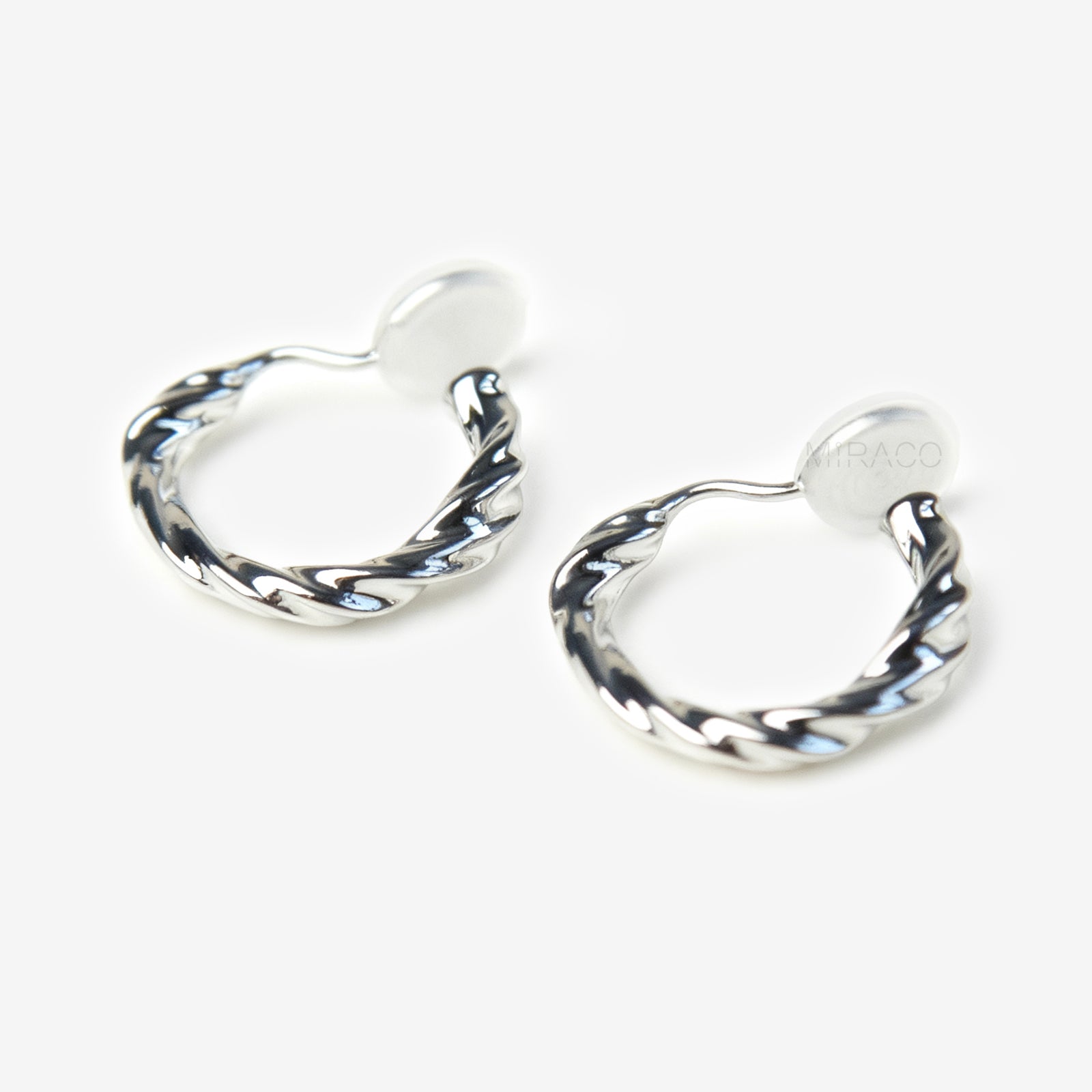Silver Twisted Hoop Clip On Earrings