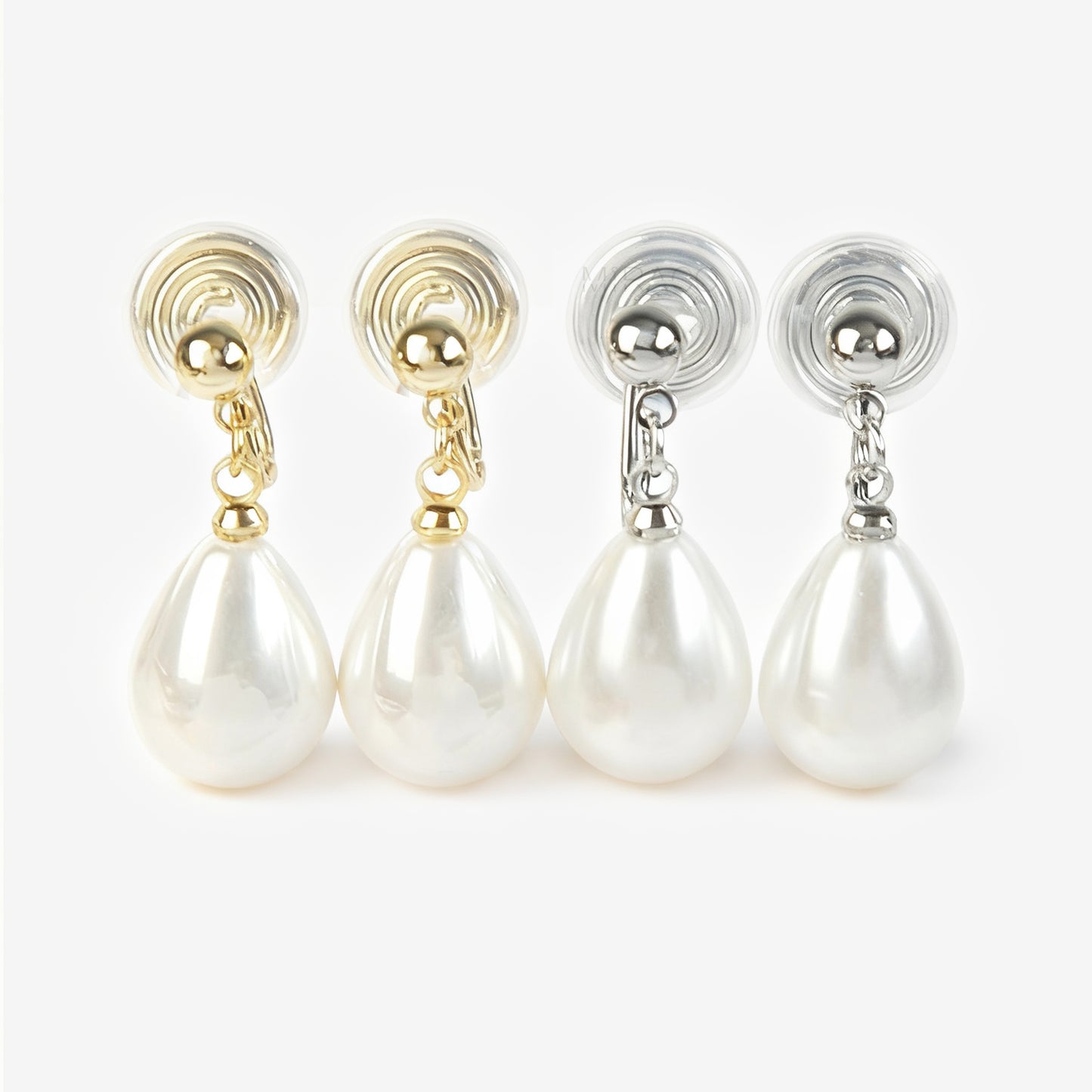handmade clip on earrings with white teardrop pearls