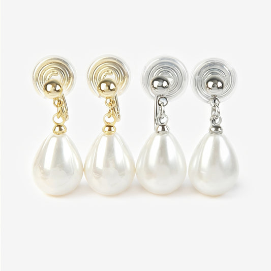 handmade clip on earrings with white teardrop pearls