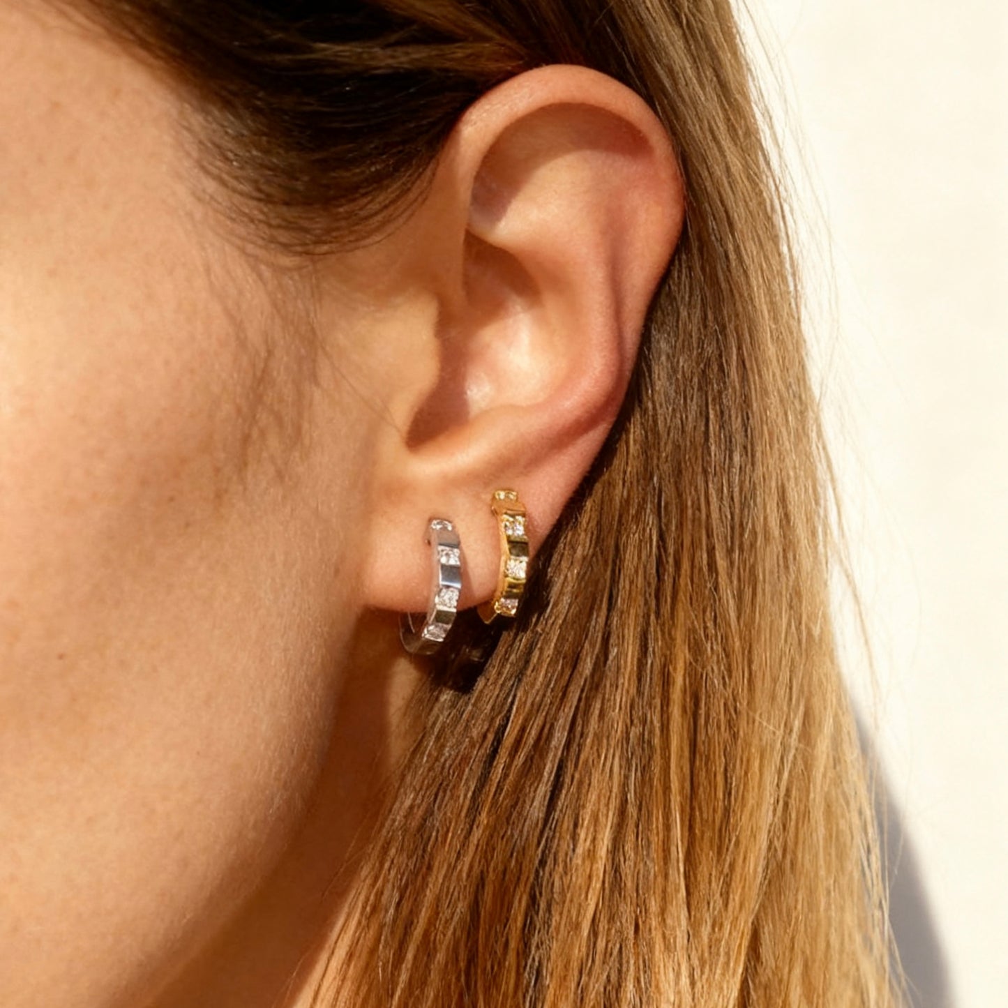 CZ Huggie Hoop Clip-On Earrings