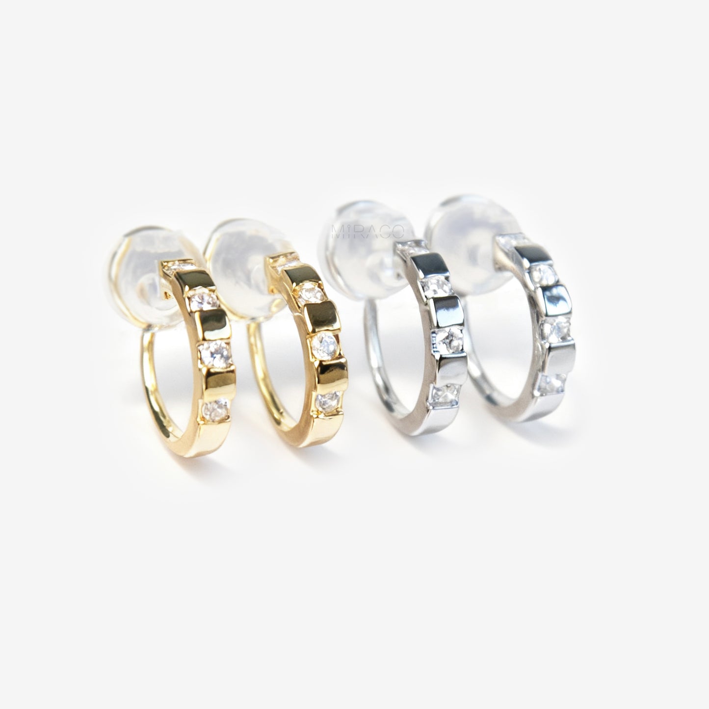 CZ Huggie Hoop Clip-On Earrings