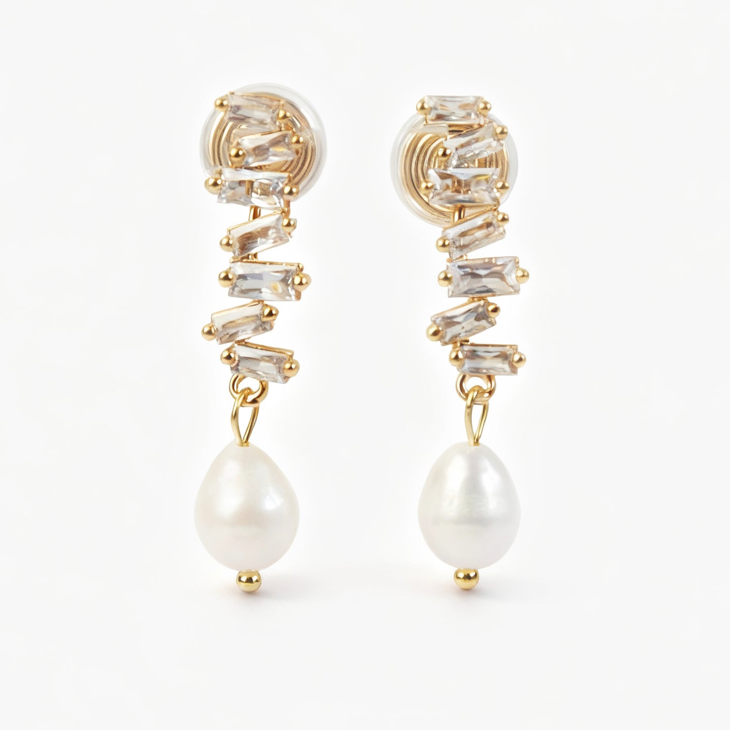 Clip On Pearls Earrings Non Pierced Crystal Cluster Drop Earrings With Freshwater Pearls