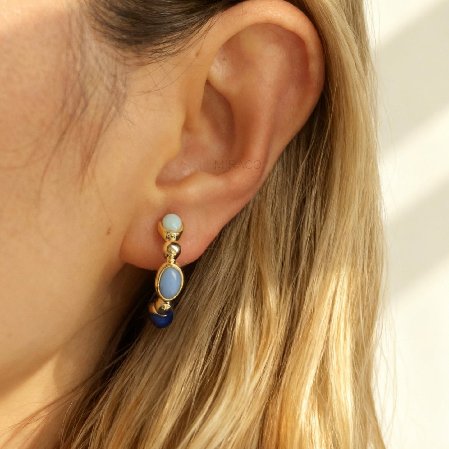 Rainbow Stone Clip On Huggie Earrings