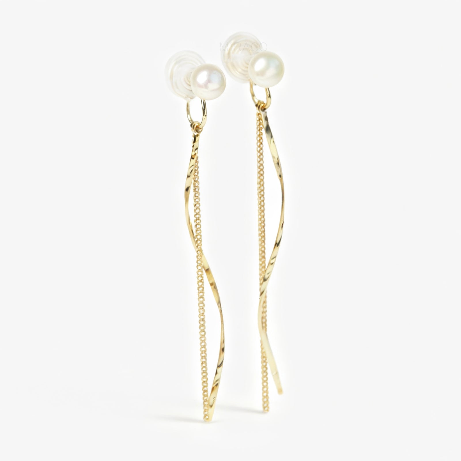 Genuine Freshwater Pearl Clip On Dangle Earrings, Minimalist Freshwater Pearls Earrings, Non Pierced Small Pearl Long Chain Tassel Earrings, Gift for Her, Wedding Earrings, Bridal Earrings