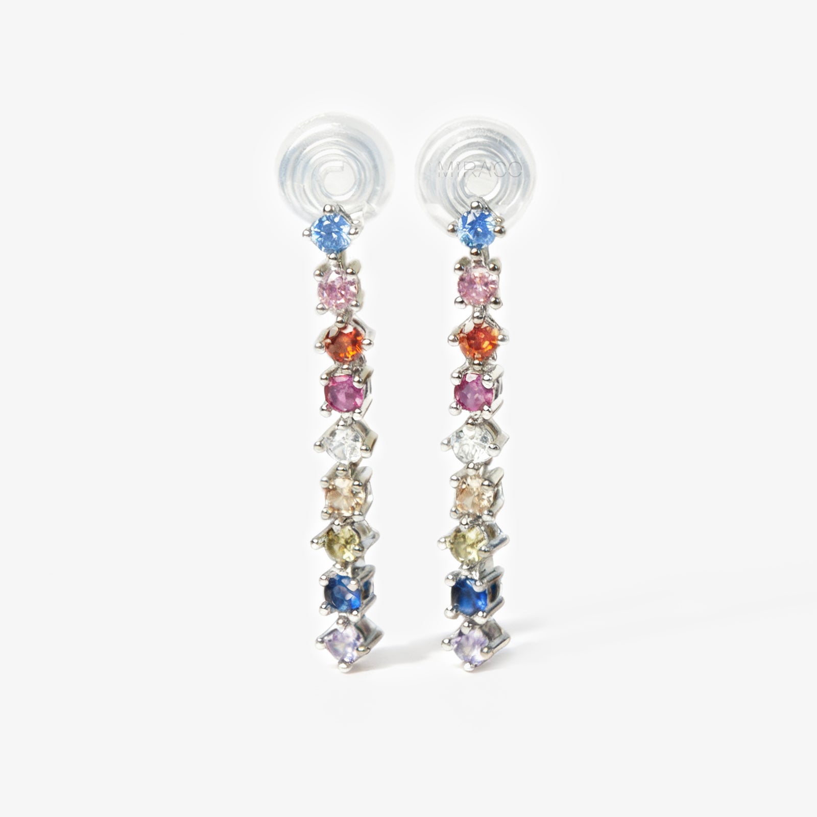 Minimalist Crystal Cluster Dangle Earrings, Clip On Stone Drop Earrings, Silver Rainbow Crystal