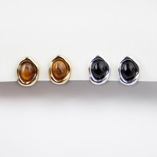 Small Ball Stud Earrings, Modern Minimalist Earrings, Screw Back Clips Silver Black Stud Clip On Studs, Brown God Simple Non Pierced Earring