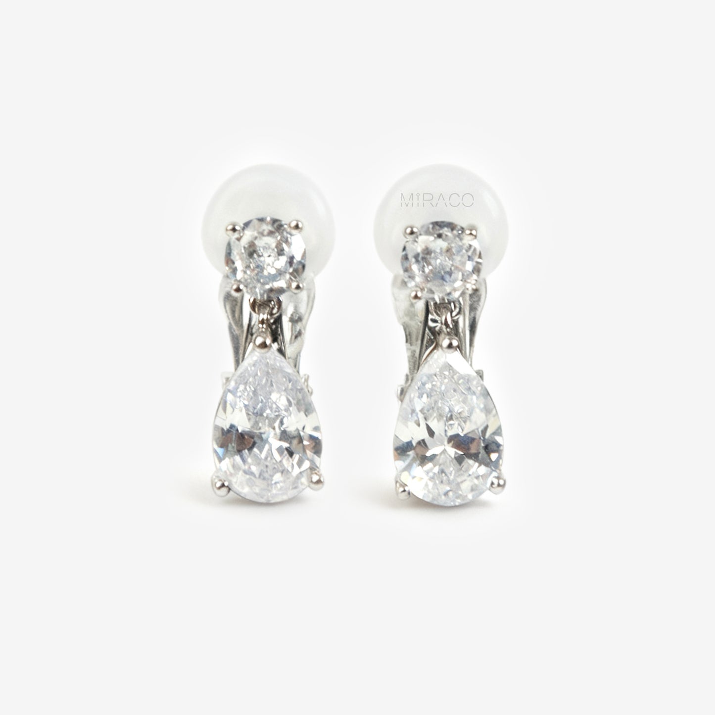 Clip On Diamond Earrings, Crystal Dangle Earring, Clear Crystal Water Drop Dangle and Drop Earrings, Non-Pierced Droplet Earring