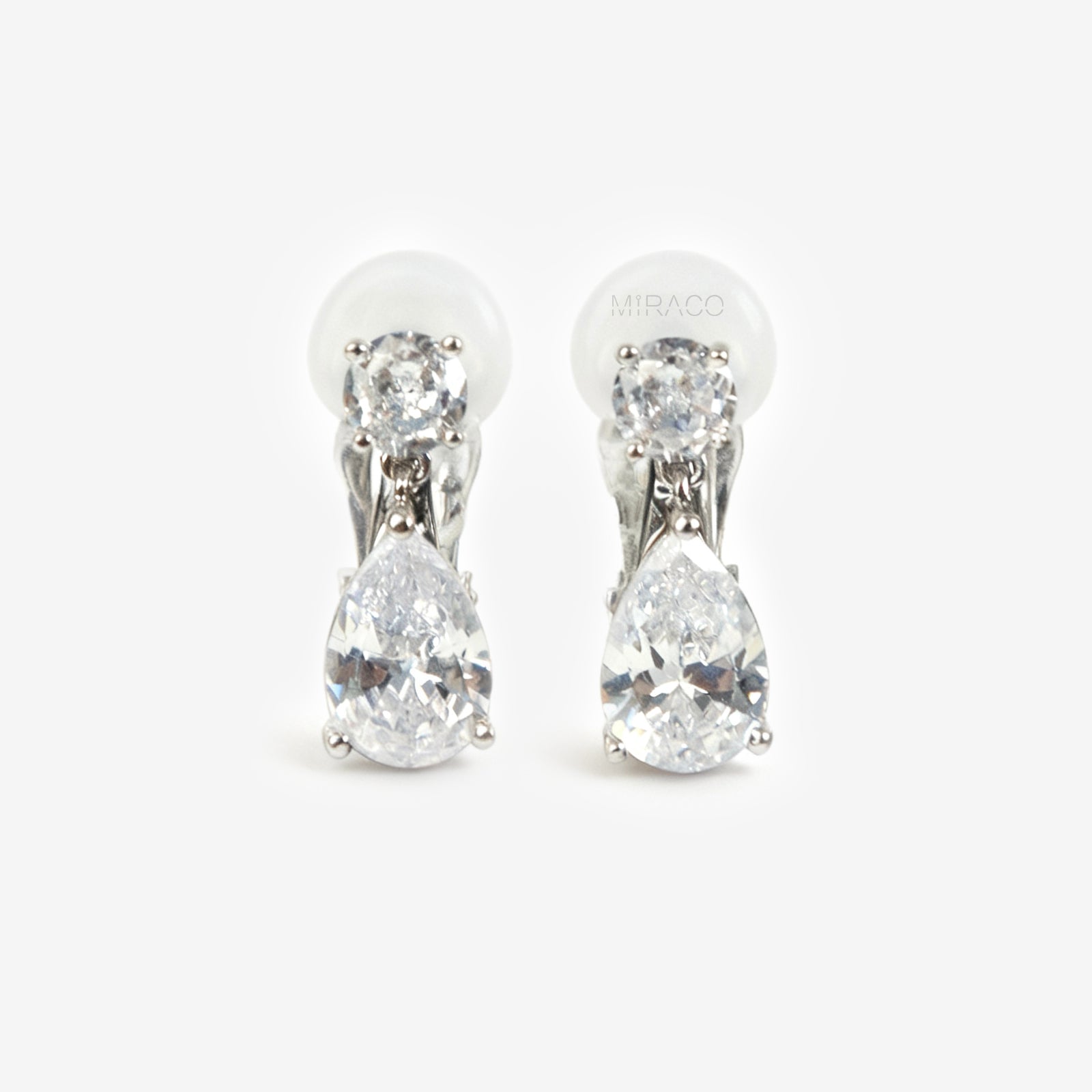 Clip On Diamond Earrings, Crystal Dangle Earring, Clear Crystal Water Drop Dangle and Drop Earrings, Non-Pierced Droplet Earring