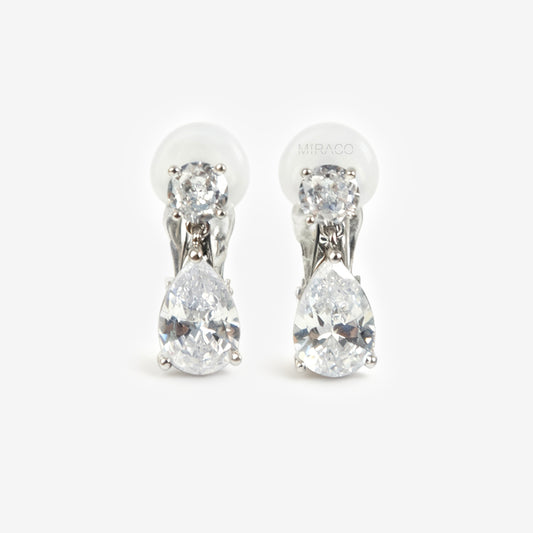 Clip On Diamond Earrings, Crystal Dangle Earring, Clear Crystal Water Drop Dangle and Drop Earrings, Non-Pierced Droplet Earring