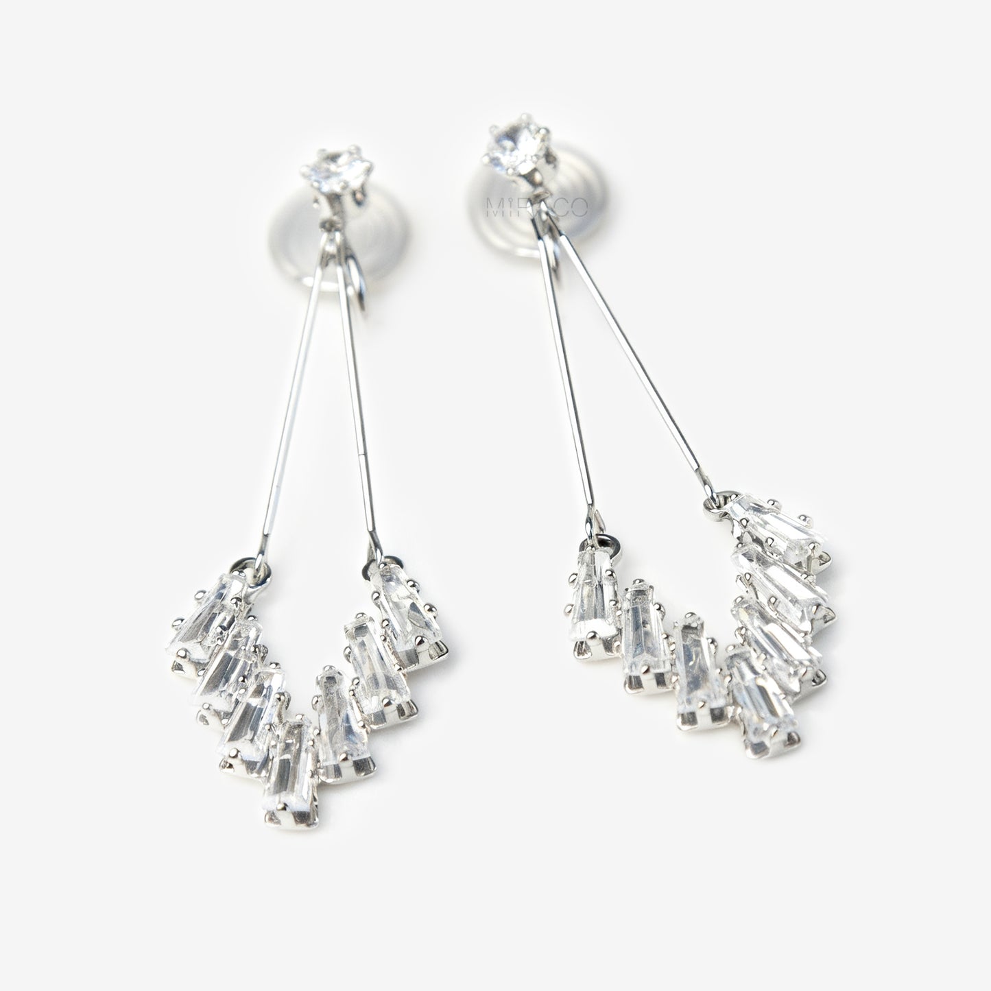 Crystal Dangle Drop Clip-On Earrings, Silver Colour Chandelier Diamond Dangle Earrings, Pave Diamond Non-Pierced Sparkling Drop Earrings