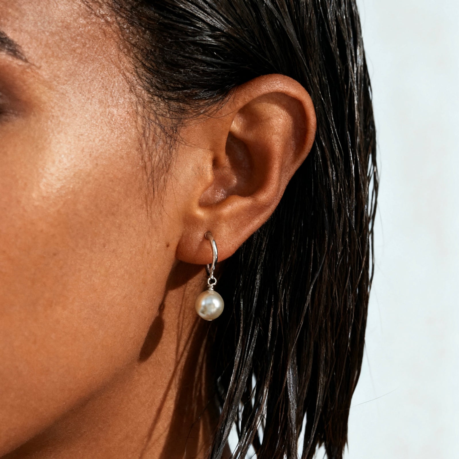 Grey Pearls Dangle Clip On Earrings, Minimalist Dangle Pearls Earrings, Dangle Hoop Pearls Earrings Non Pierced Earrings, Drop Pearl Earring