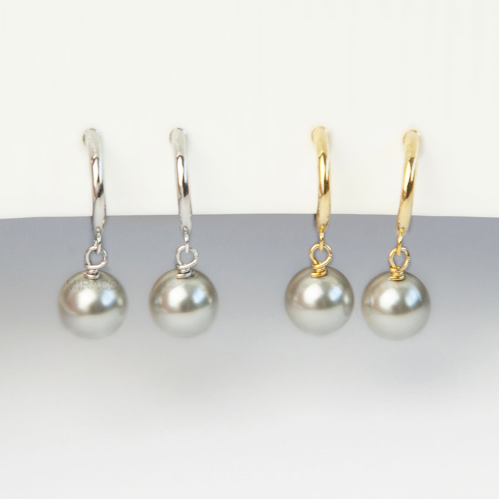 Grey Pearls Dangle Clip On Earrings, Minimalist Dangle Pearls Earrings, Dangle Hoop Pearls Earrings Non Pierced Earrings, Drop Pearl Earring