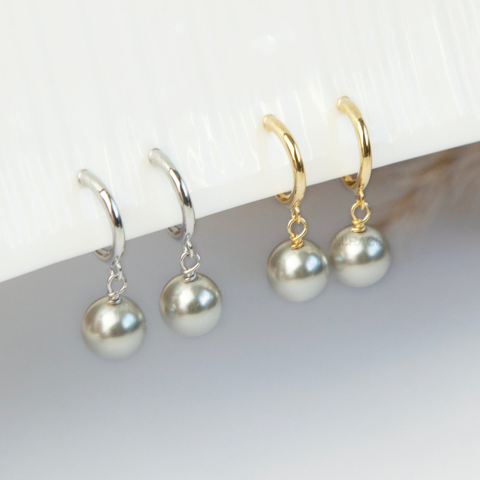 Grey Pearls Dangle Clip On Earrings, Minimalist Dangle Pearls Earrings, Dangle Hoop Pearls Earrings Non Pierced Earrings, Drop Pearl Earring