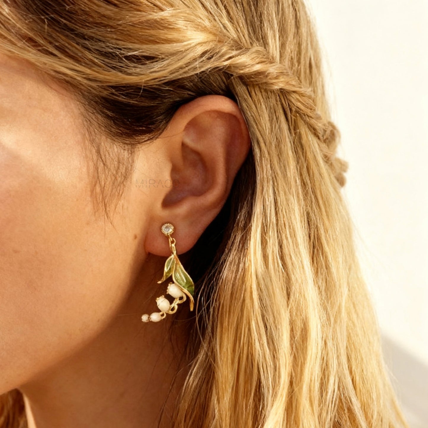 Lily of the Valley Clip On Earrings, Flower Dangle Drop Earrings, Nature Inspired Dangle Floral Plant Earrings, Dangle Flowers Non Pierced