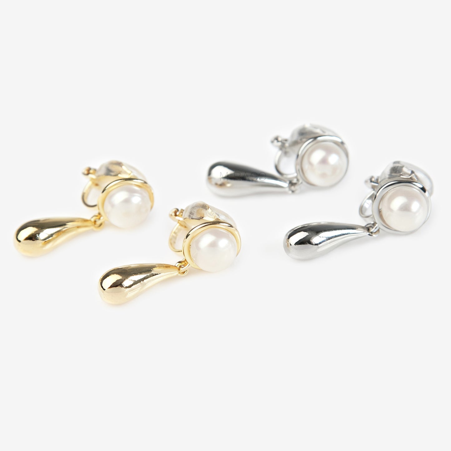 Pearls Dangle Clip On Earrings, Freshwater Pearls Water Droplet Earrings