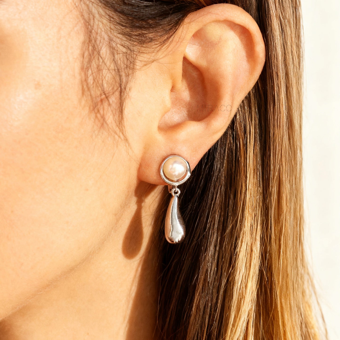 Pearls Dangle Clip On Earrings, Freshwater Pearls Water Droplet Earrings