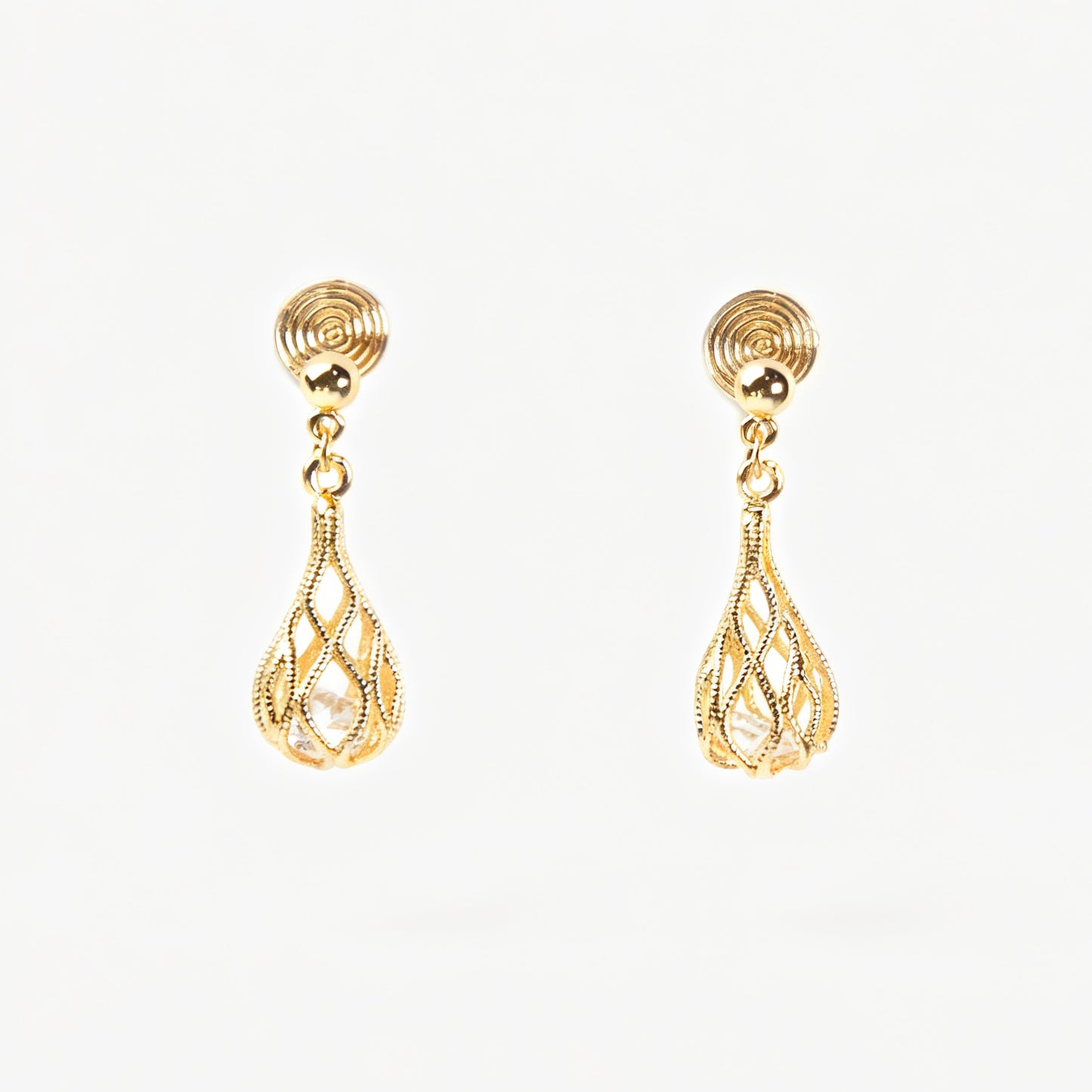 Gold Crystal Dangle Drop Clip On Earrings, Drop Diamond Earrings , Non Pierced Teardrop Dangle CZ Diamond Earring, Mini Clip Droplet Earring