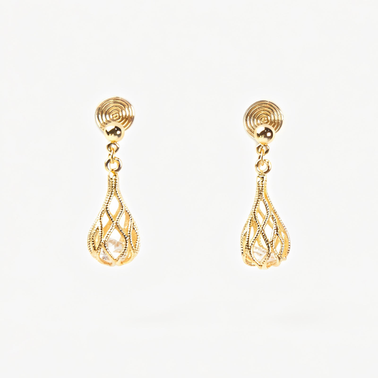 Gold Crystal Dangle Drop Clip On Earrings, Drop Diamond Earrings , Non Pierced Teardrop Dangle CZ Diamond Earring, Mini Clip Droplet Earring
