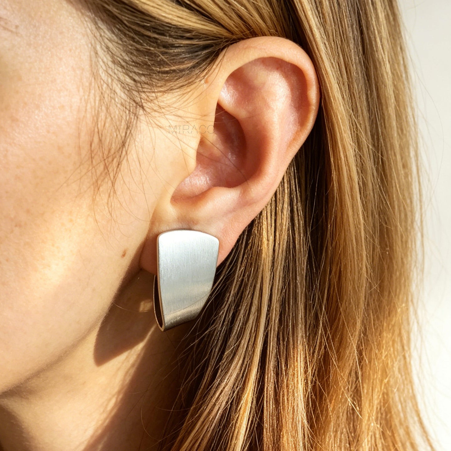 Brushed Matte Shield Clip-On Earrings