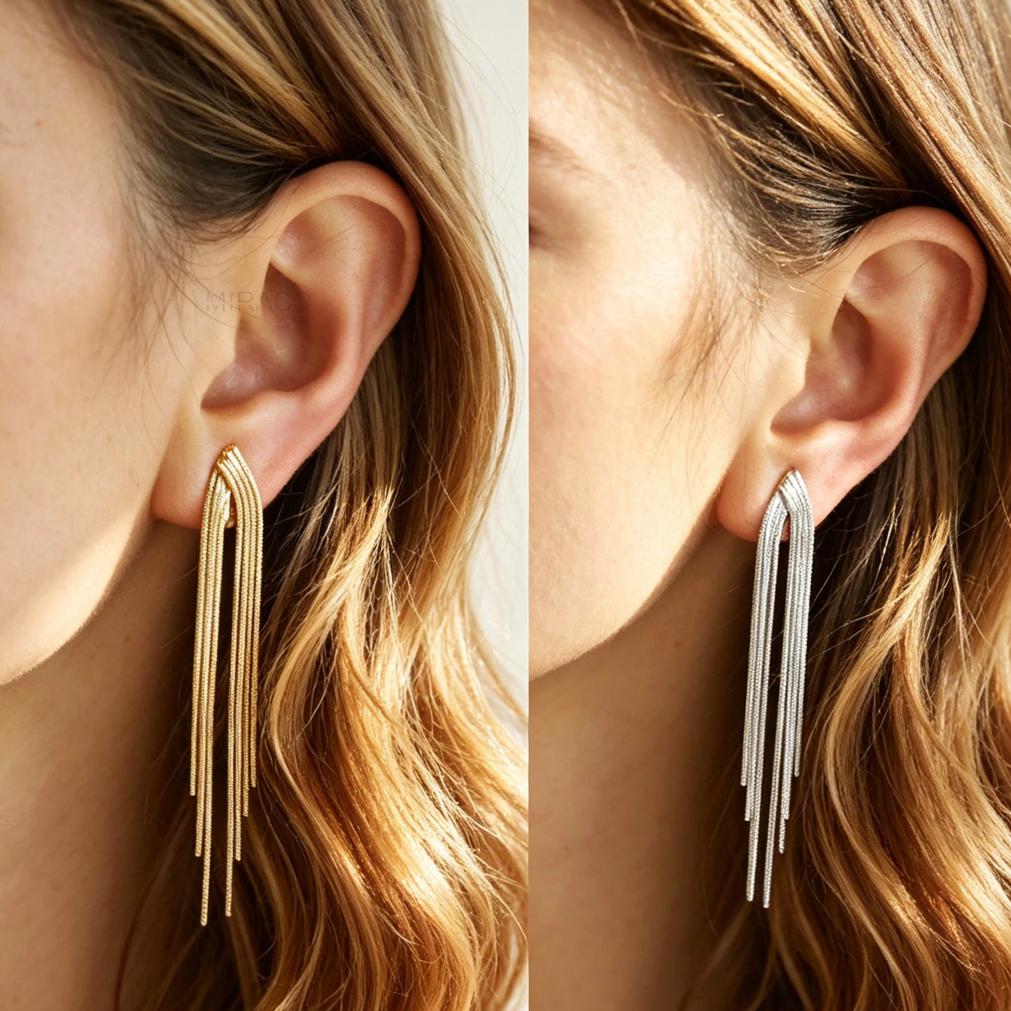 Long Fringe Dangle Clip-On Earrings – Fluid Snake Chain