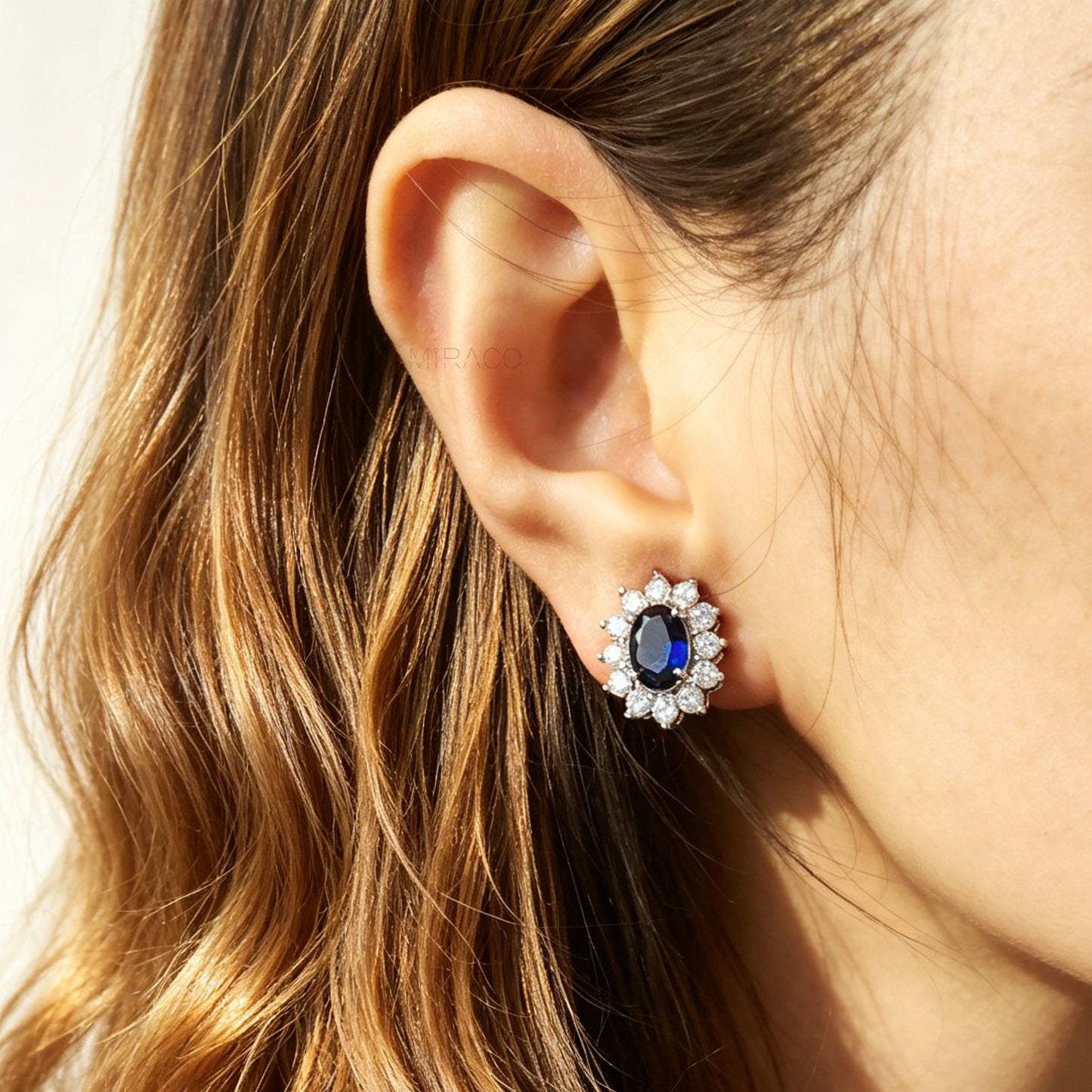 Clip On Black Blue Gemstone Earrings