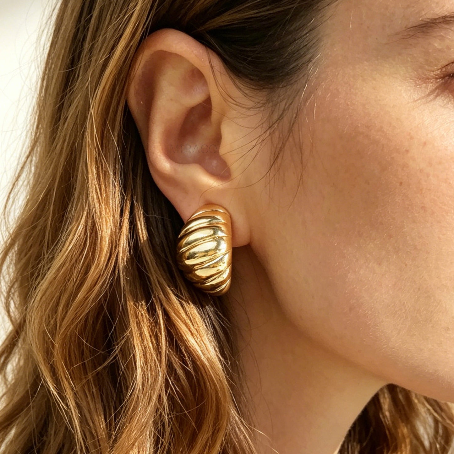 Large Croissant Stud Clip On Earrings