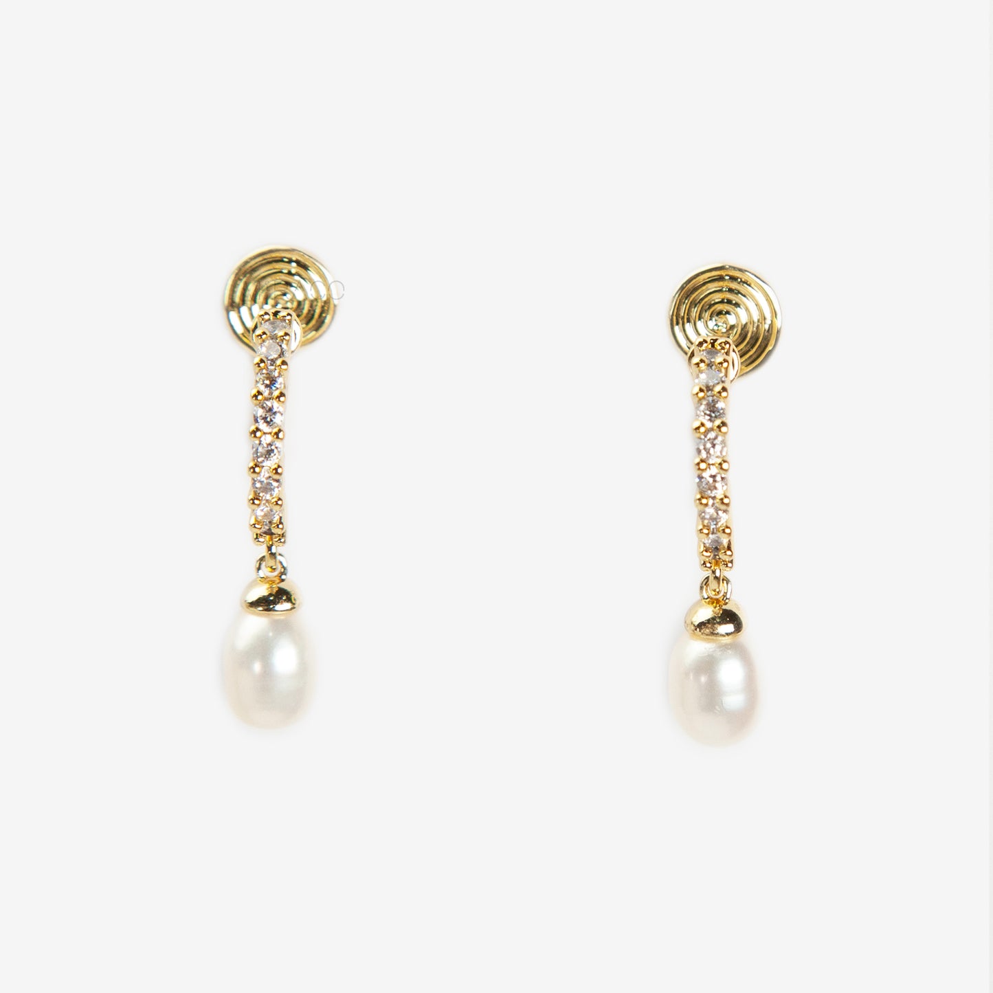 Genuine Pearl Dangle Clip On Earrings Gold Hoop