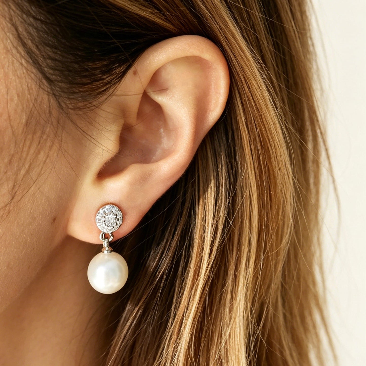 Grey or White Pearls Dangle Clip On Earrings