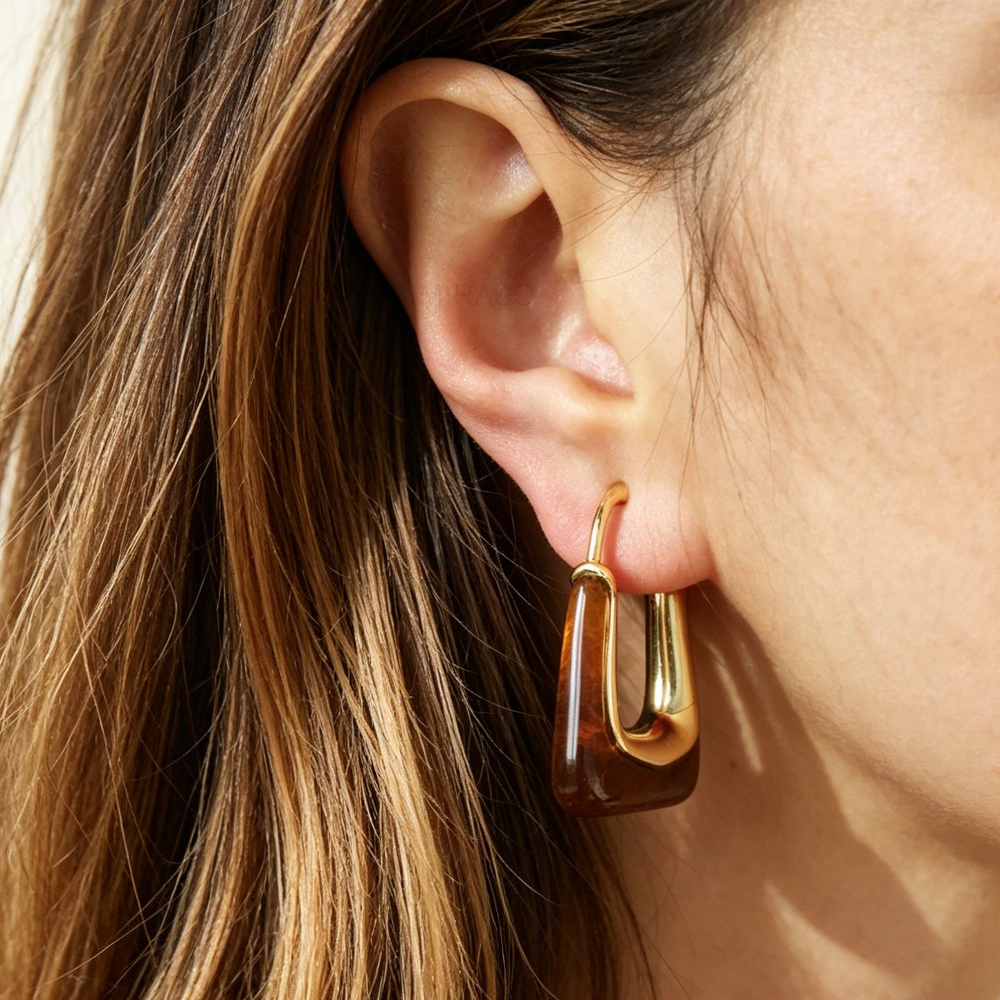 Chocolate-Brown Resin Clip On Earrings